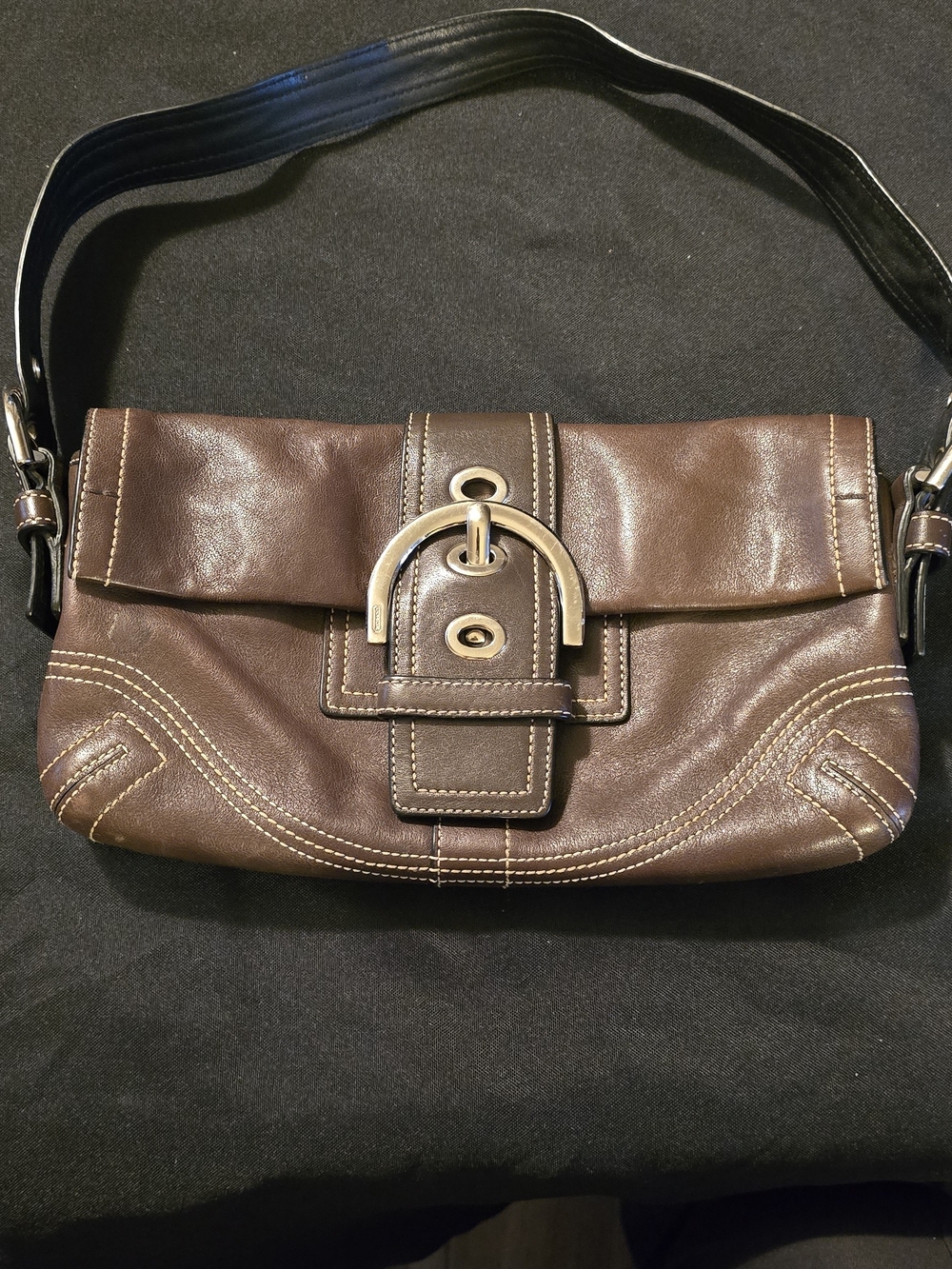 Vintage Coach Soho Leather Buckle Flap Shoulder Bag
